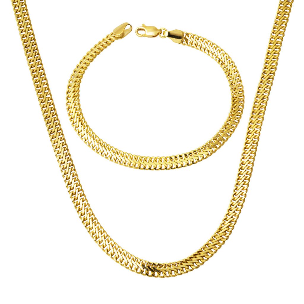 Örme Chain 14 Karat Gold İkili Set