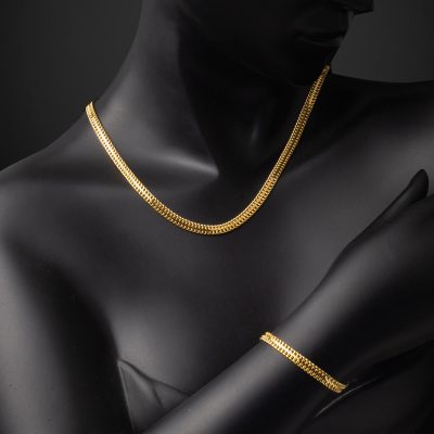 Örme Zincirli 14K Gold İkili Set - 14K - 16.34g - EZ Gold