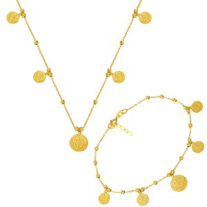 Boules Monogramme Ottoman 14 Carats Or Chaine Set