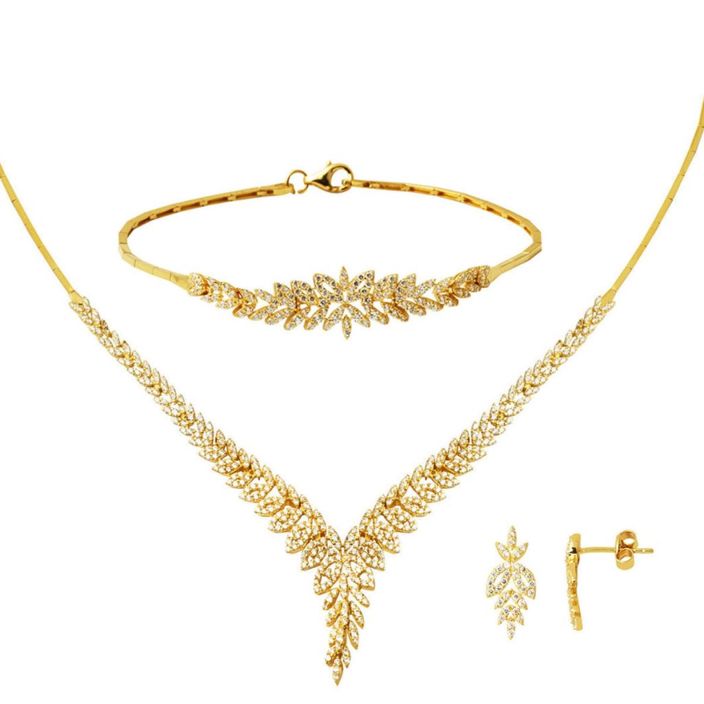 Feuille à Design 14 Carats Jaune Or Set