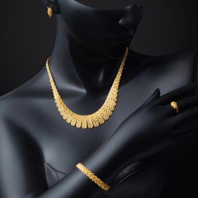 Kalem İşlemeli Italien 14 Carats Or Düğün Seti - 14K - 27.67g - EZ Gold