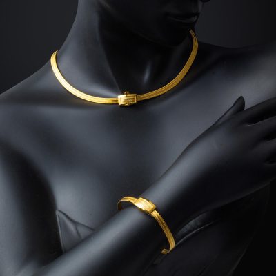 Klasik with Clasp 3 Row Trabzon Mesh Gold Set 14K - 14K - 23.99g - EZ Gold