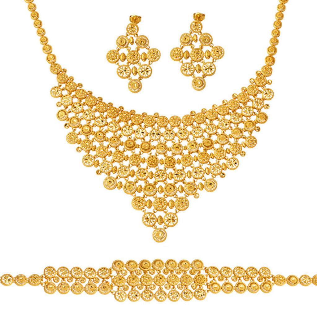 Hint İşi 22 Karat Tül Gold Wedding Set