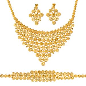 Hint İşi 22 Karat Tül Gold Wedding Set
