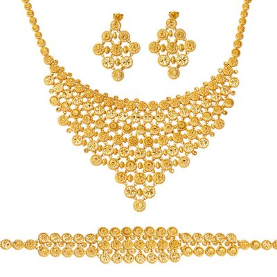 Hint İşi 22K Tül Gold Düğün Seti