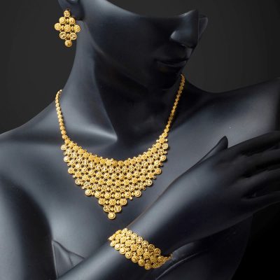 Hint İşi 22K Tül Gold Düğün Seti - 22K - 76.08g - EZ Gold