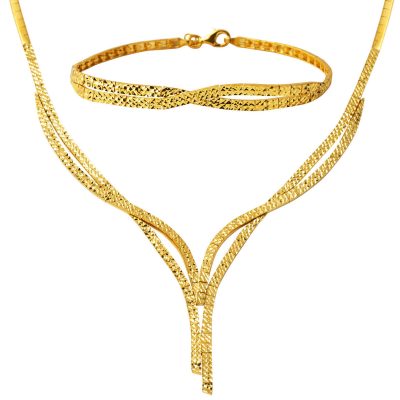 Italien Kalem İşlemeli Rivière Or Set 14 Carats