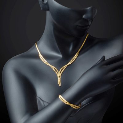 Italien Kalem İşlemeli Rivière Or Set 14 Carats - 14K - 30.36g - EZ Gold