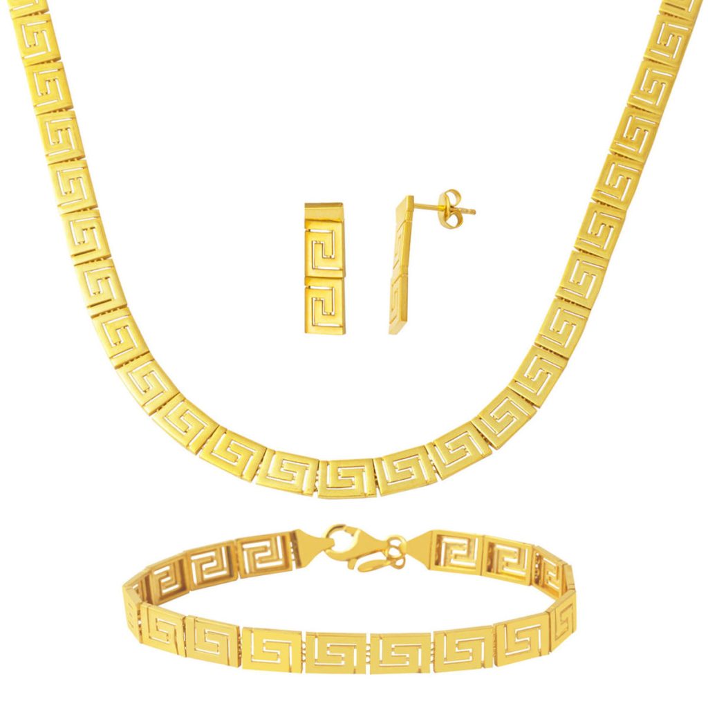 14 Karat Plain Versage Design Gold Jewelry Set
