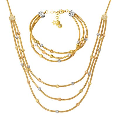 Üç Rang Zincirli Dorique 14 Carats Or Set