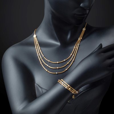Üç Rang Zincirli Dorique 14 Carats Or Set - 14K - 14.62g - EZ Gold