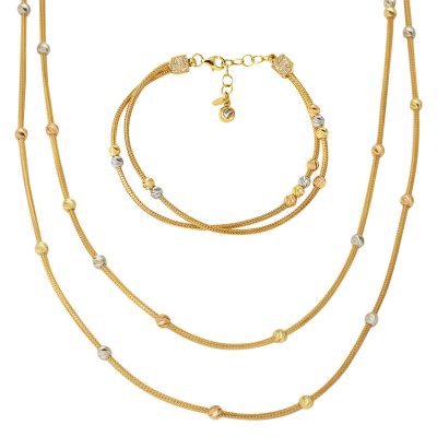 Çift Row Doric 14K Gold Takı Seti