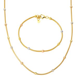 Ball Beaded Necklace Braceletli 14 Karat Gold Set