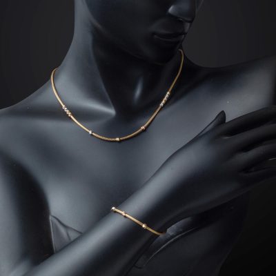 Dorique à Boules Collier Bracelet finli 14 Carats Or Set - 14K - 10.02g - EZ Gold