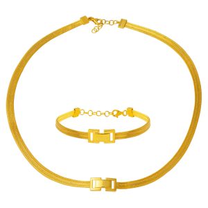 Minimalist Trabzon Woven 22 Karat Gold Jewelry Set