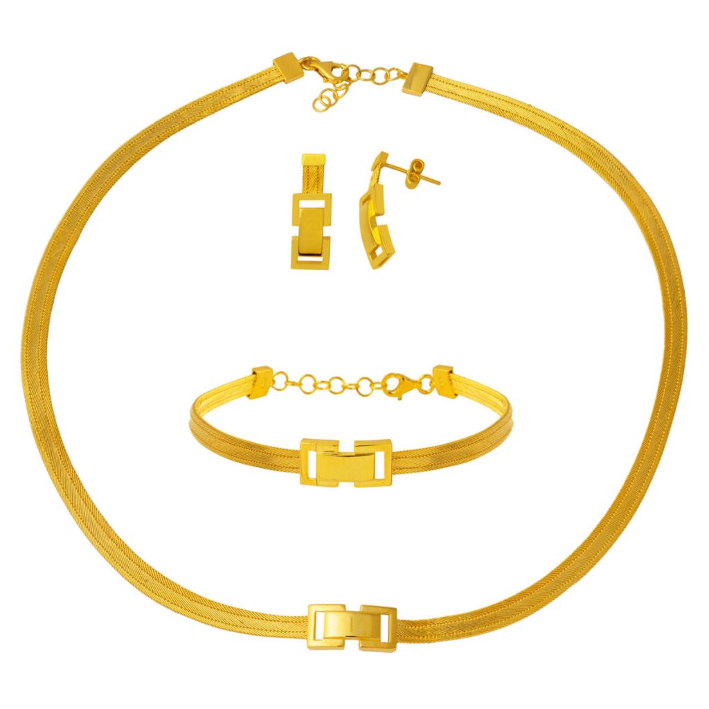 Minimaliste Trabzon Tresse 22 Carats Or Parure