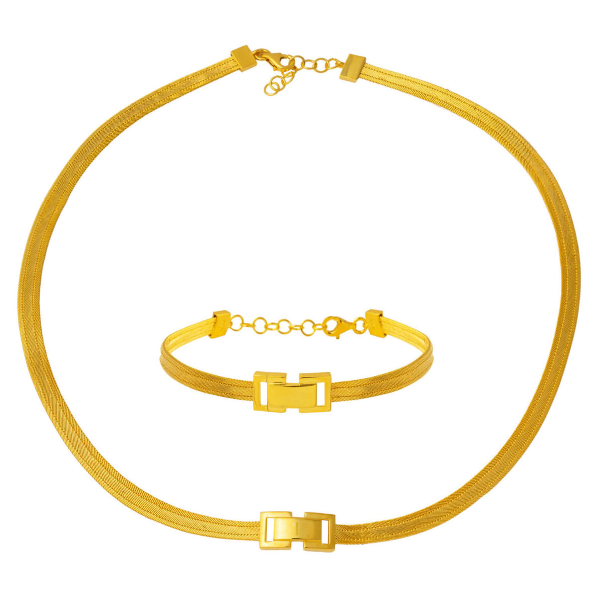 Minimaliste Trabzon Tresse 14 Carats Or Parure