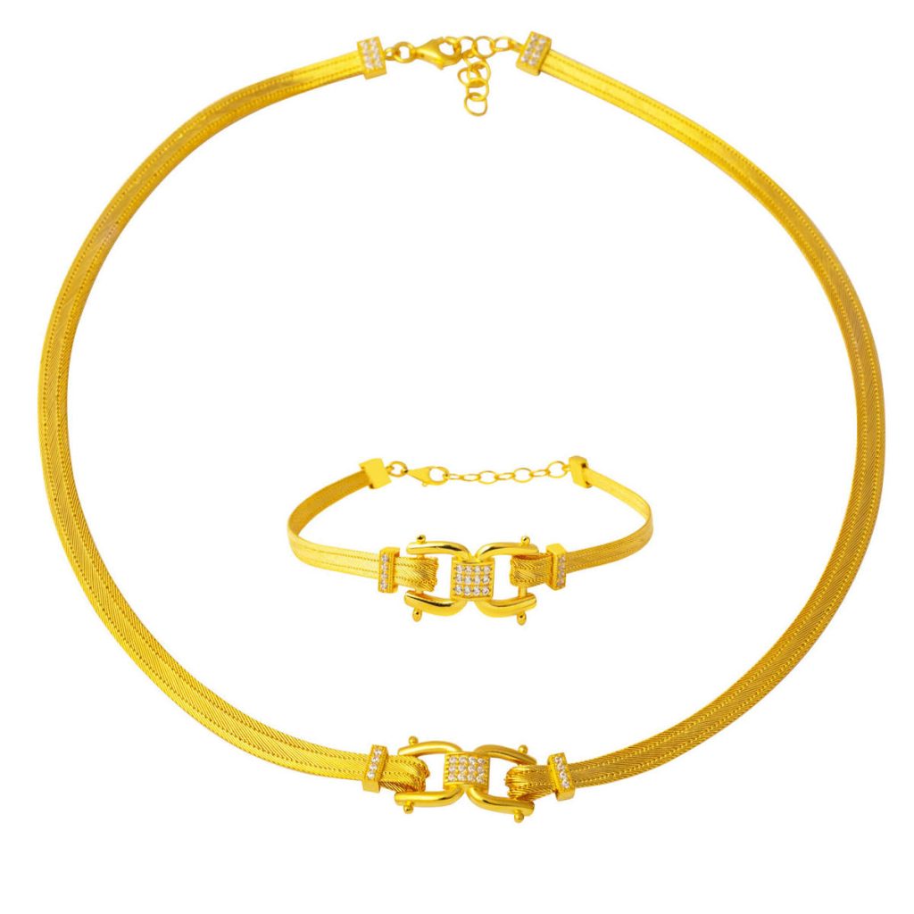 Moderne Design 22 Carats Trabzon Tresse Or Bijou Parure