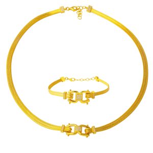 Moderne Design 22 Carats Trabzon Tresse Or Bijou Parure