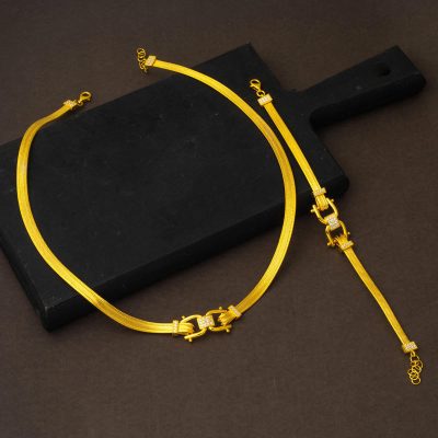 Modern Design 22K Trabzon Mesh Gold Takı Seti - 22K - 32.1g - EZ Gold