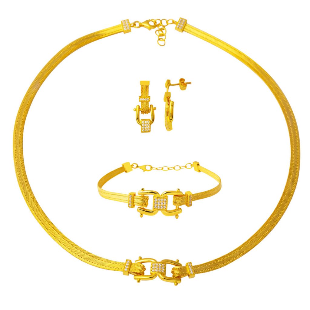 Moderne Design 22 Carats Trabzon Tresse Or Parure