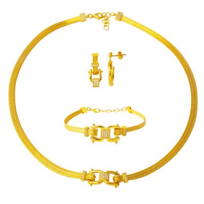 Modern Design 22 Carats Maille Trabzon Or Parure