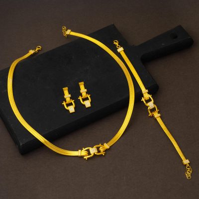 Modern Design 22 Carats Maille Trabzon Or Parure - 22K - 40.6g - EZ Gold