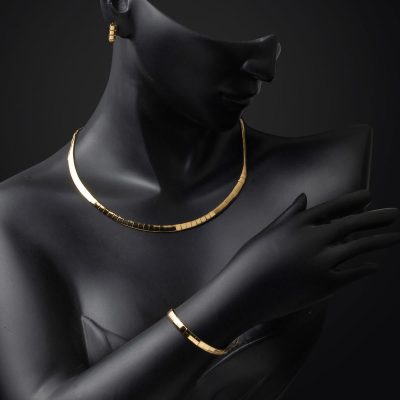 Dolunay sans Pierre Rivière Or Düğün Seti - 14K - 13.44g - EZ Gold