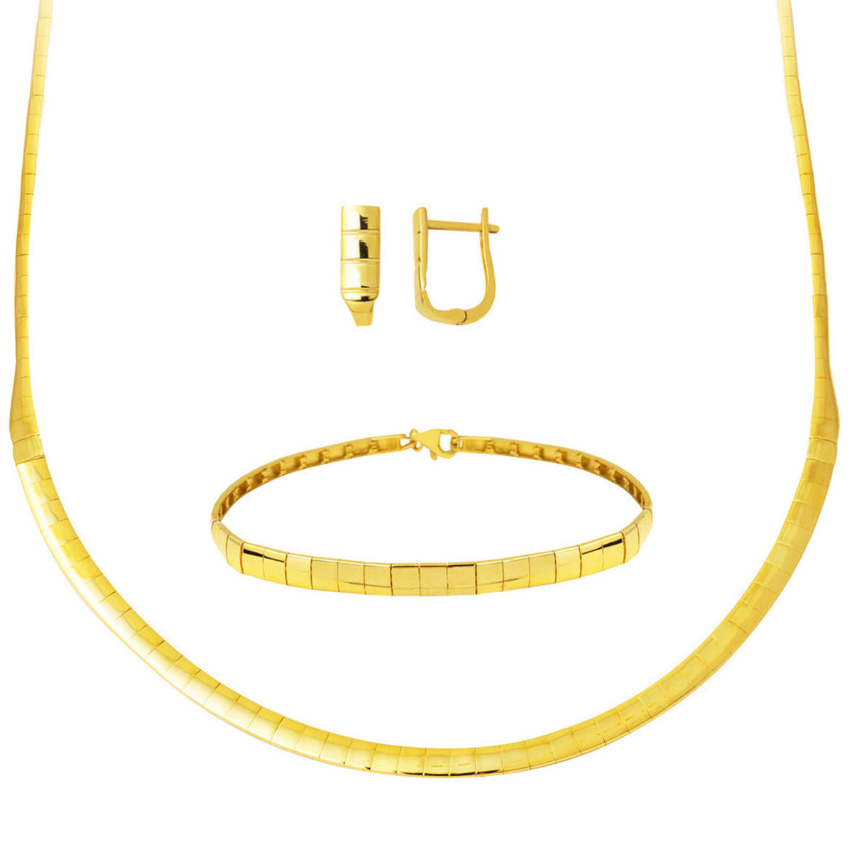 Dolunay 14 Karat Gold Plain Filigree Jewelry Set