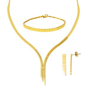 Plain 2 Row Su Yolu Gold Jewelry Set
