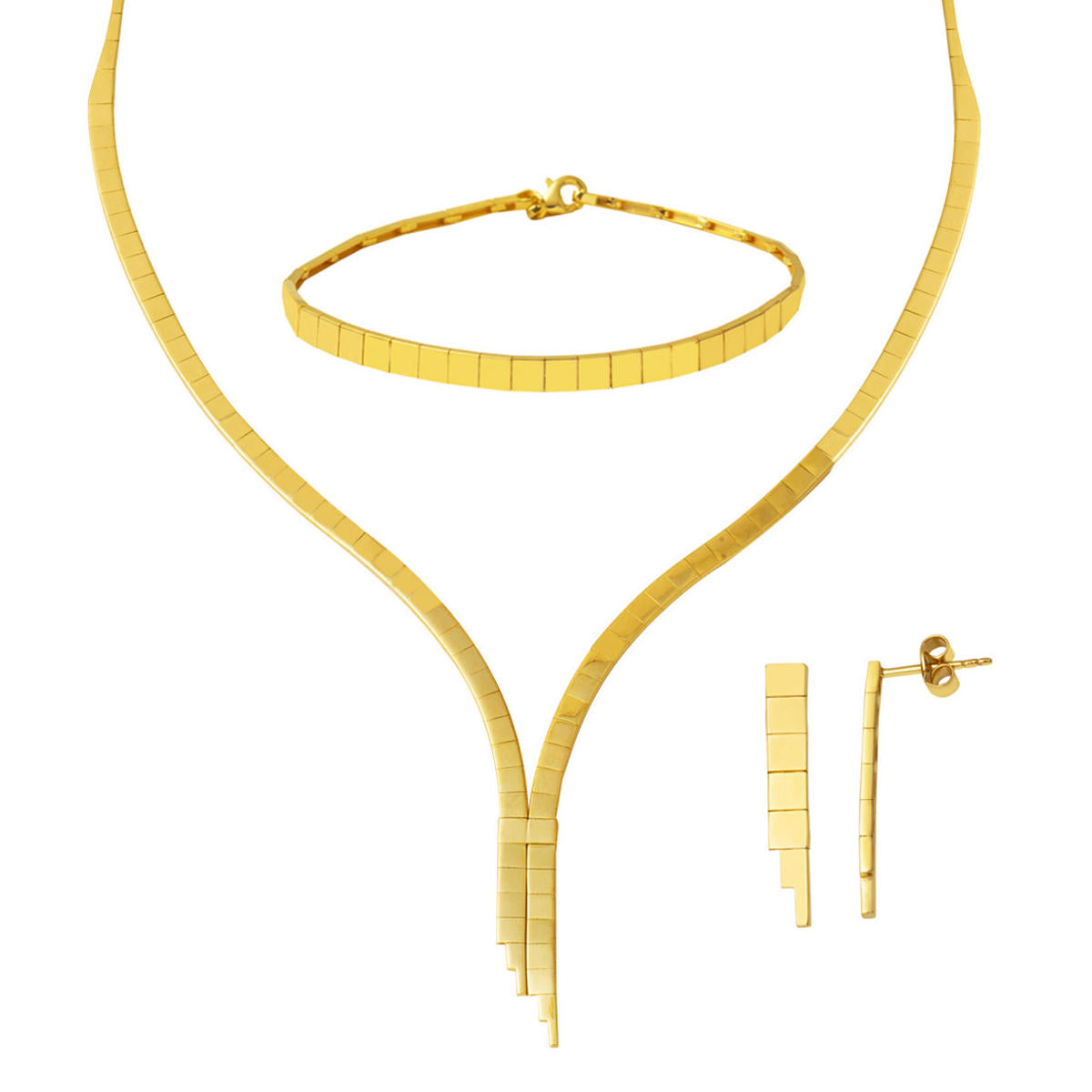 Plain 2 Row Su Yolu Gold Jewelry Set