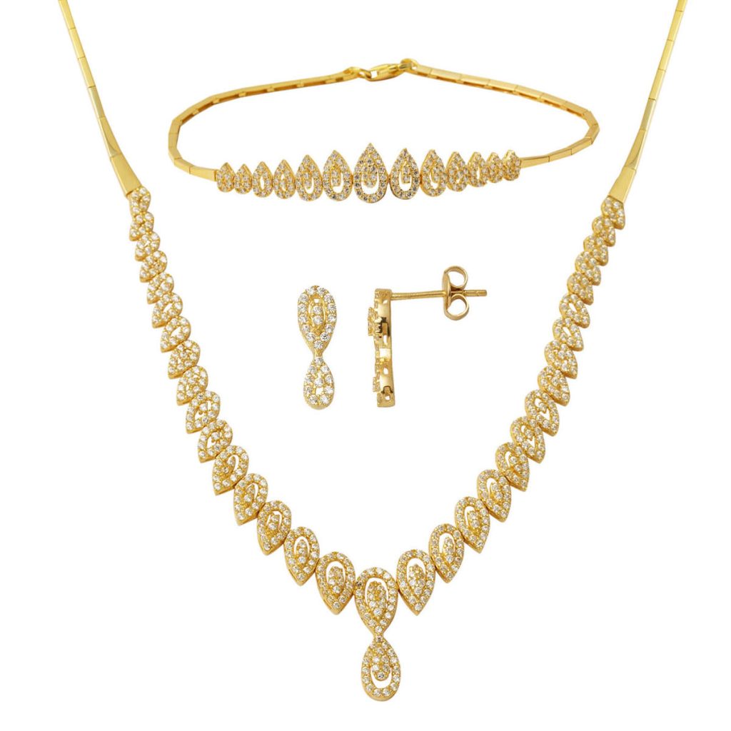 Gouttelar Jaune Or avec Pierres Bijou Parure