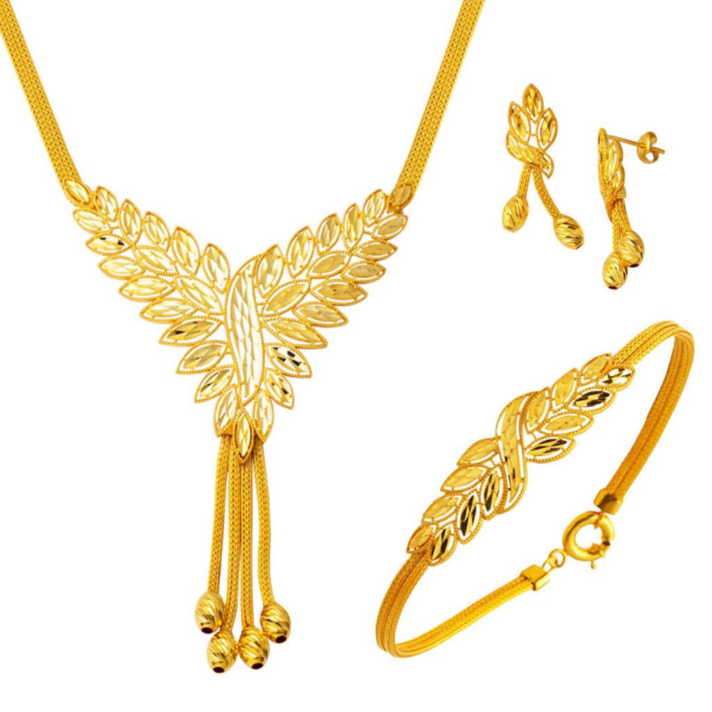 22 Karat Wovenlü Modern Design Gold Wedding Set