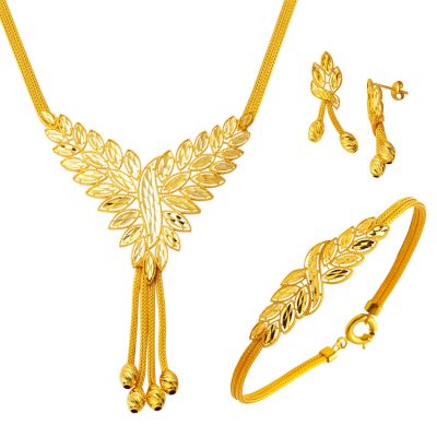 22K Wovenlü Modern Design Gold Düğün Seti