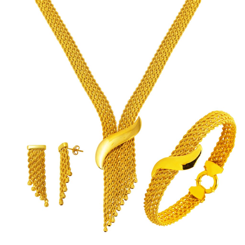 Or Kemer Tressélü Mariage Bijou Parure