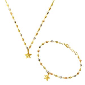 Etoile Boules Collier Bracelet Or Bijou Parure