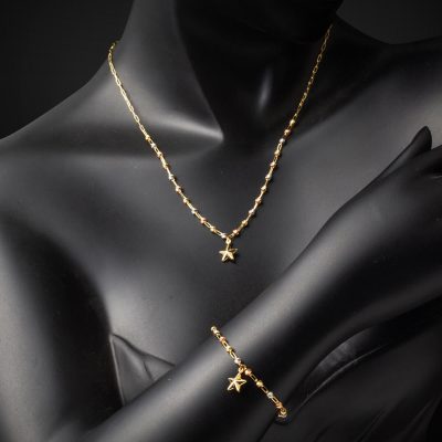 Étoile Dorique Collier Bracelet fin Or Takı Seti - 14K - 6.85g - EZ Gold