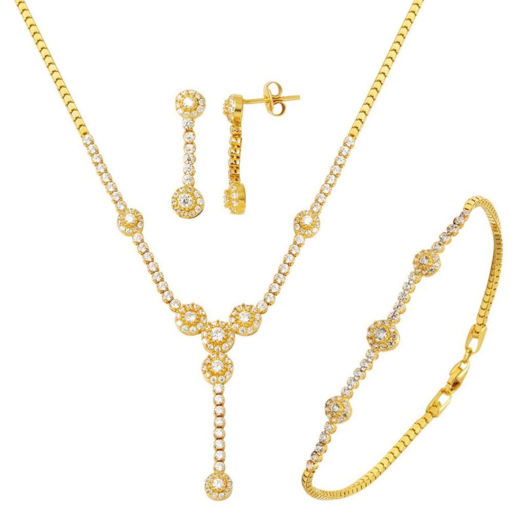 Filigrane avec Pierres 14 Carats Or Parure