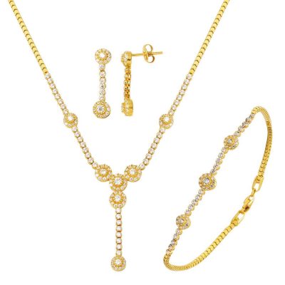 Rivière avec Pierres 14 Carats Or Parure