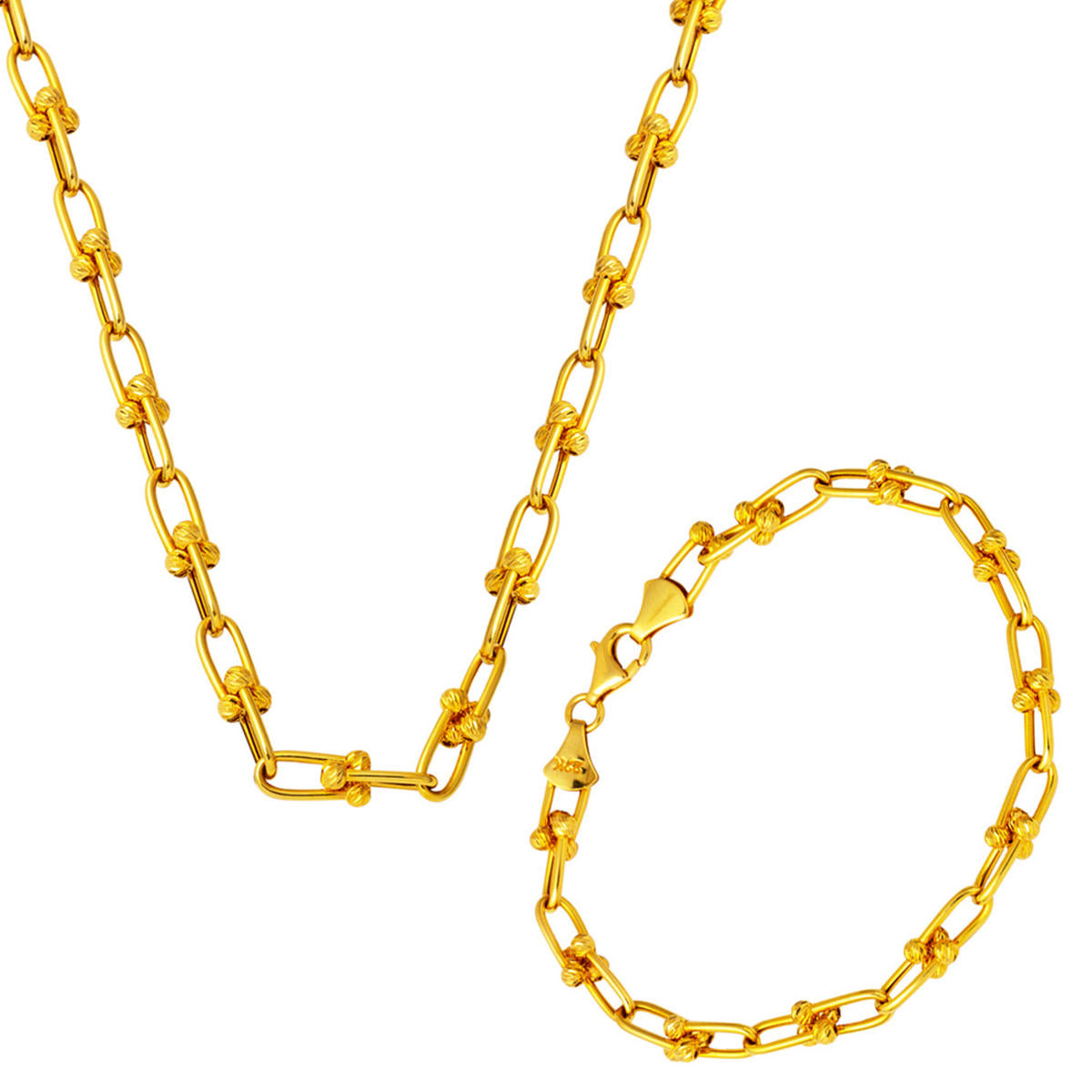 22 Carats Or Chaine Collier Bracelet fin Or Set