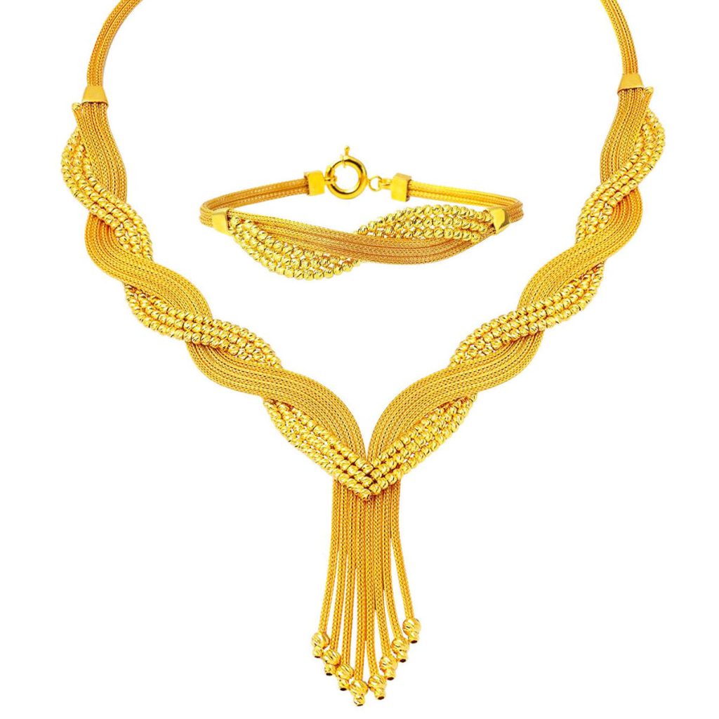 Sarkıt Köprülü Tresse Chaine Or Bijou Parure
