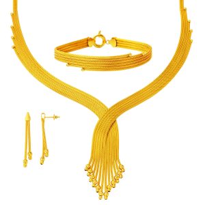 Braided Chain 14 Karat Gold Jewelry Set