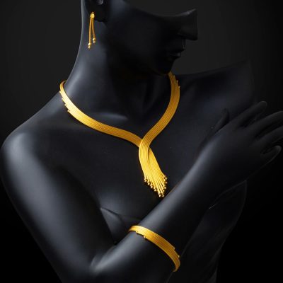 Tressé 22 Carats Or Takı Seti - 22K - 56.5g - EZ Gold