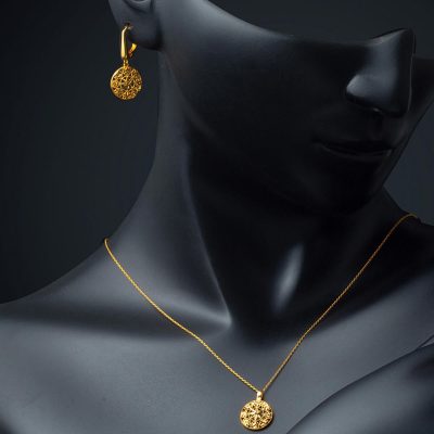 Fleur de Vie Collier Boucle d'oreilleli 22 Carats Set - 22K - 6.12g - EZ Gold