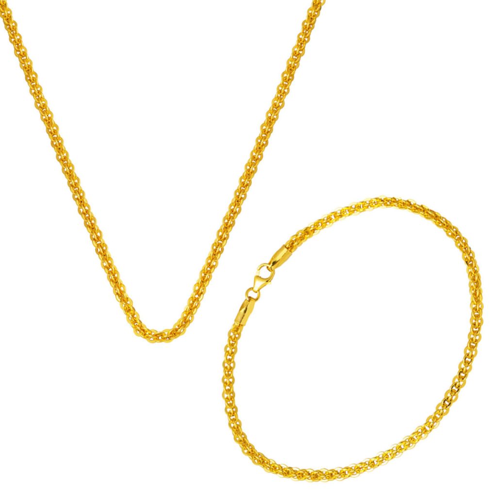 14 Karat Gold Necklace Bracelet Chain Set
