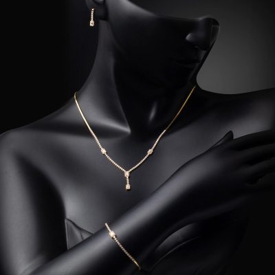 Baguette with Stones 14K Gold Takı Seti - 14K - 9.07g - EZ Gold