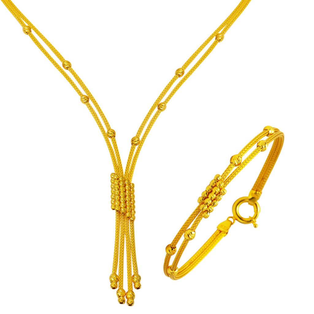Trendy 14 Karat Gold Jewelry Set