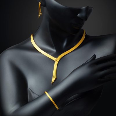 İtalyan Örgü Zincirli 14 Ayar Altın Set - 14K - 29g - EZ Gold