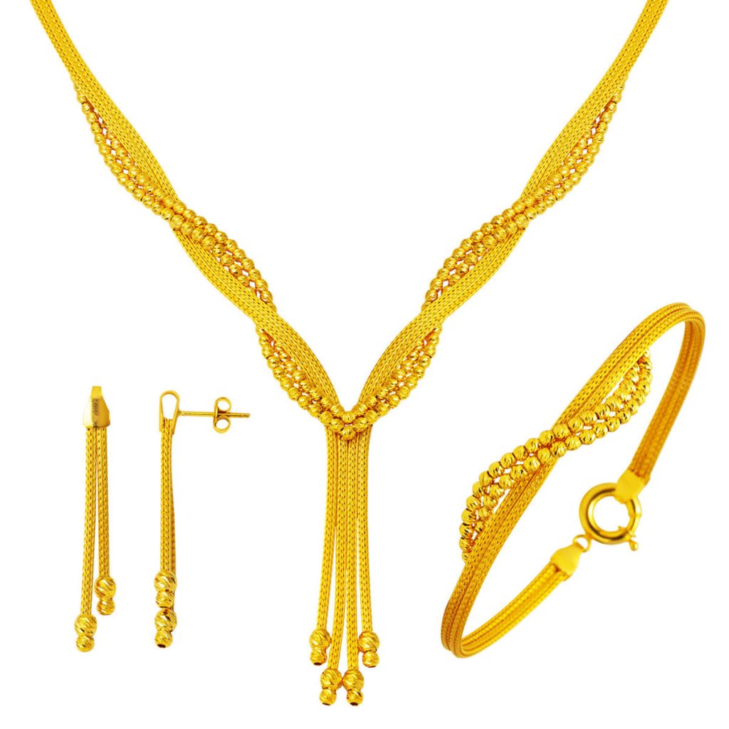 Lierre 14 Carats Tresse Or Bijou Parure