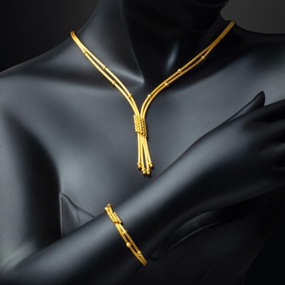 Gerdanlık Bileklikli 22 Ayar Altın Örgü Set - 22K - 30.45g - EZ Gold